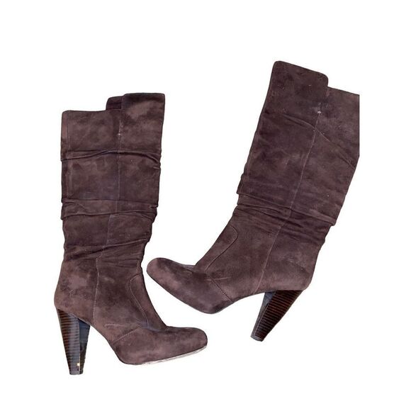 VIA SPIGA Suede Stacked Heel Boots - Picture 1 of 6
